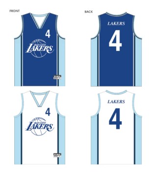 001 Bay City Lakers Basketball Reversible Playing Singlet:Blue/White